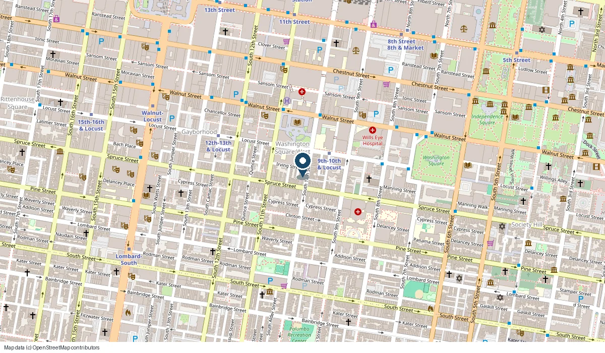 Map showing the location of Bleu Sushi